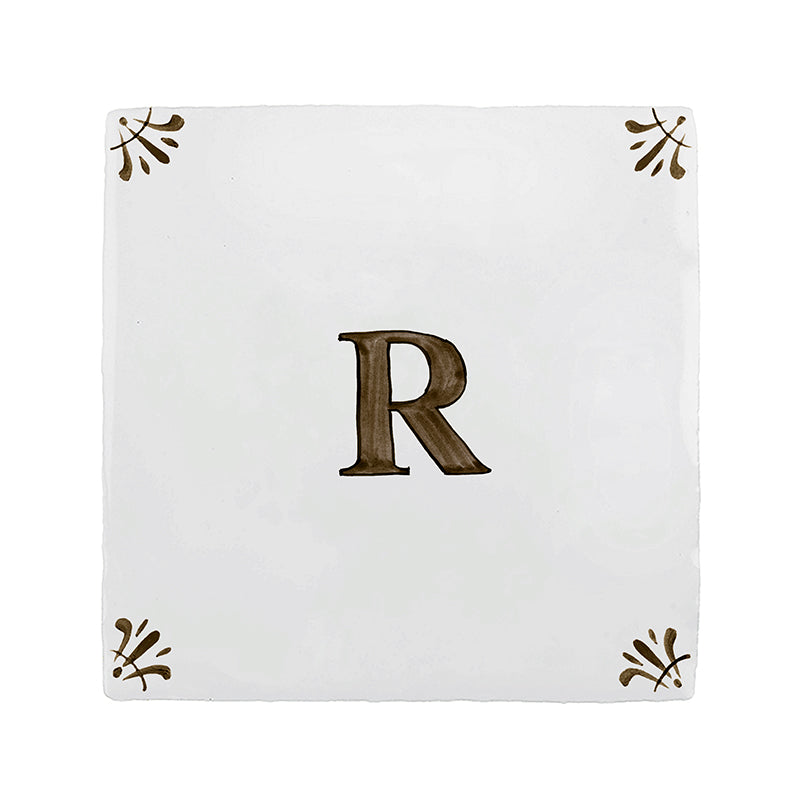 Alphabet R Delft Tile