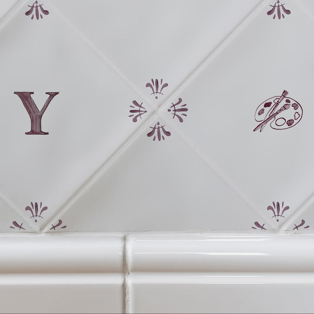 Alphabet Y Delft Tile