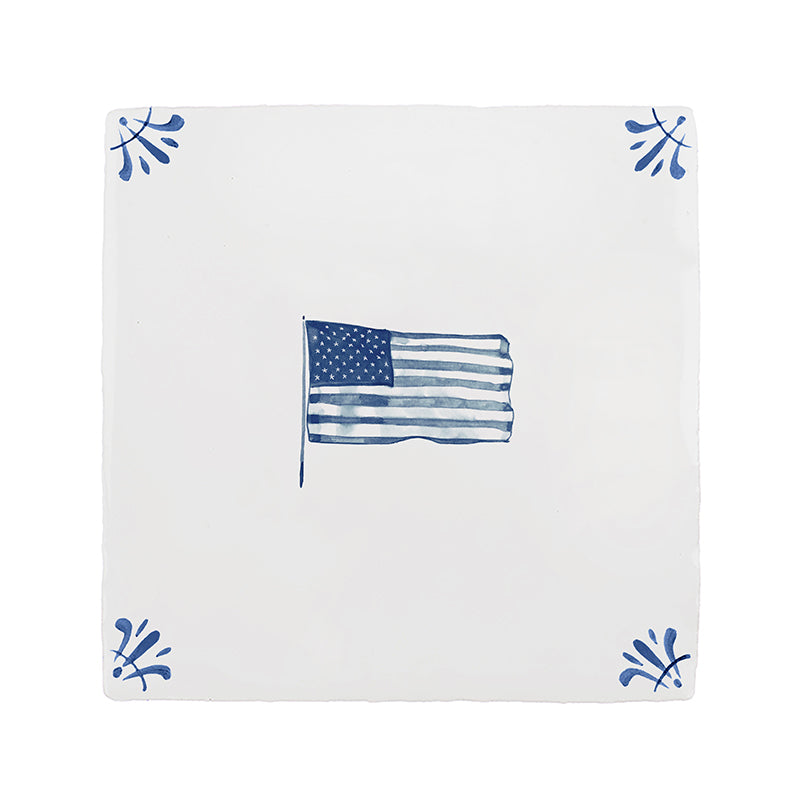 American Flag Delft Tile