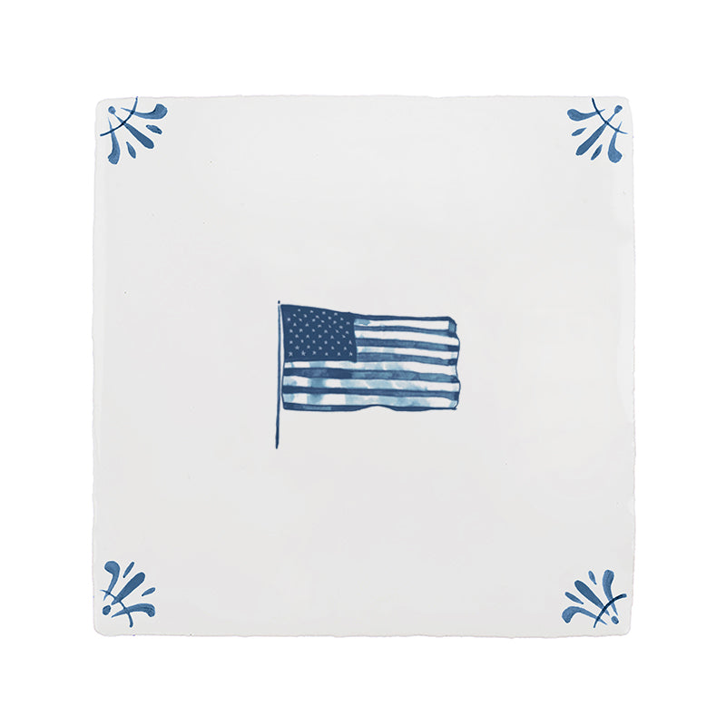 American Flag Delft Tile