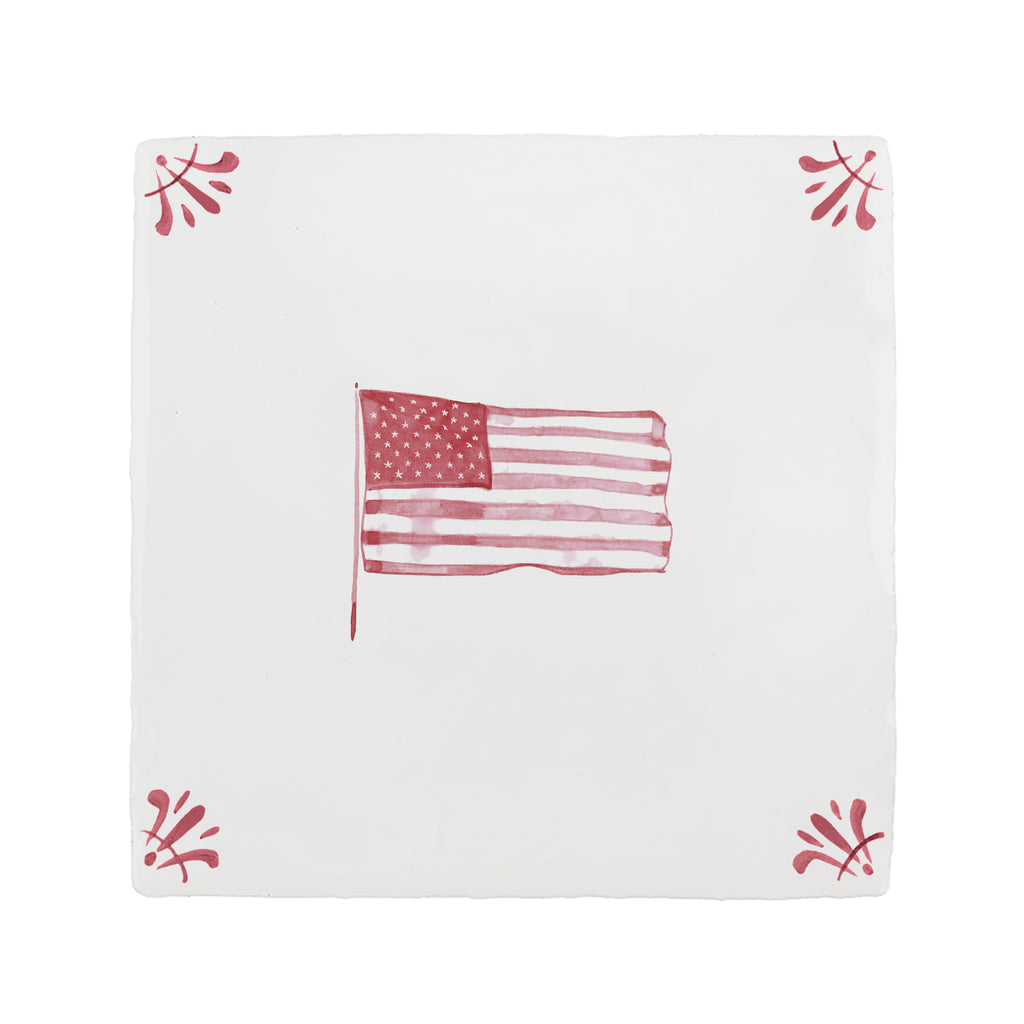 American Flag Delft Tile