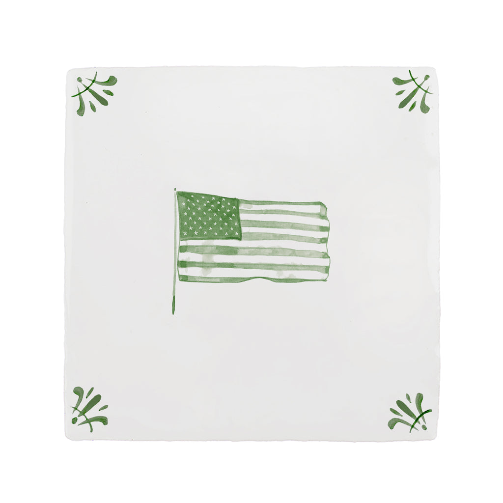 American Flag Delft Tile