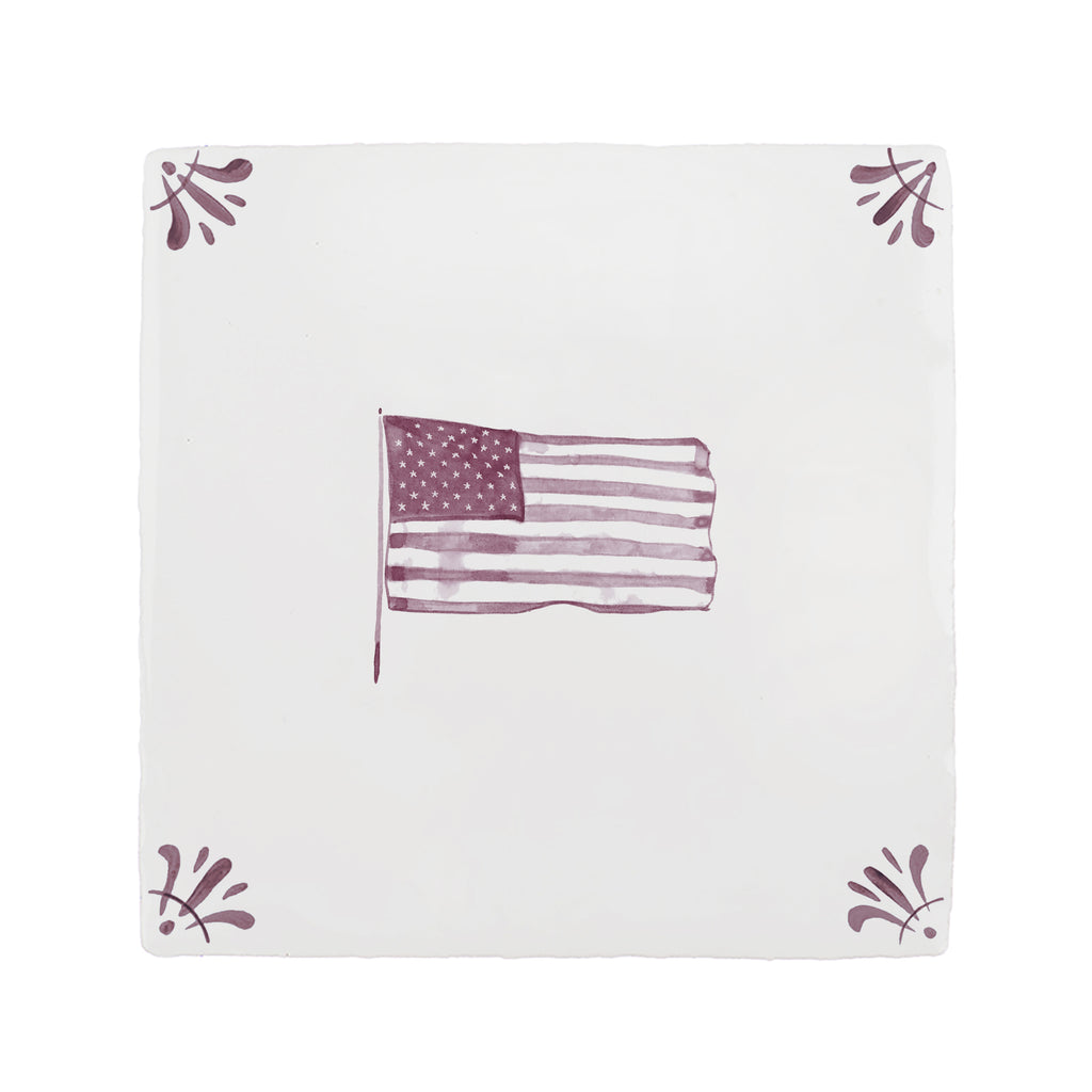 American Flag Delft Tile