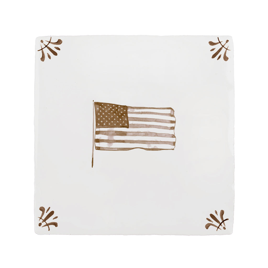 American Flag Delft Tile