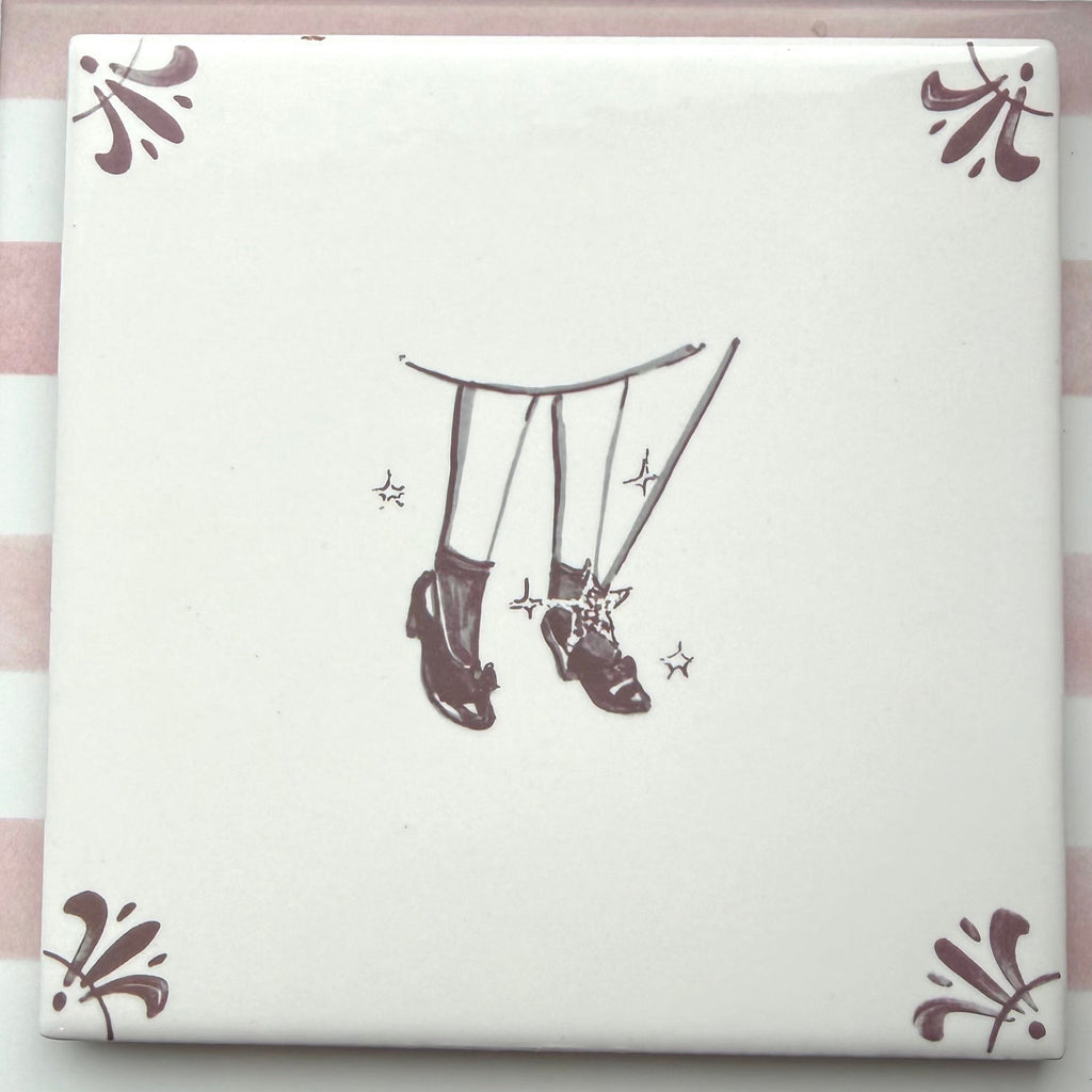 Ruby Slippers Delft Tile, Manganese