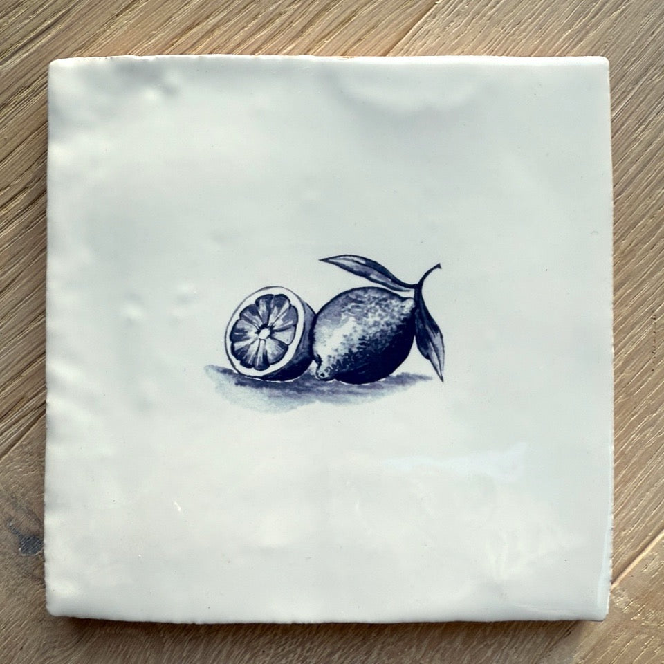 End of Line, Lemon Delft Tile, Navy Blue