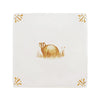 White tile with Mustard badger illustration and decorative elements on a white background