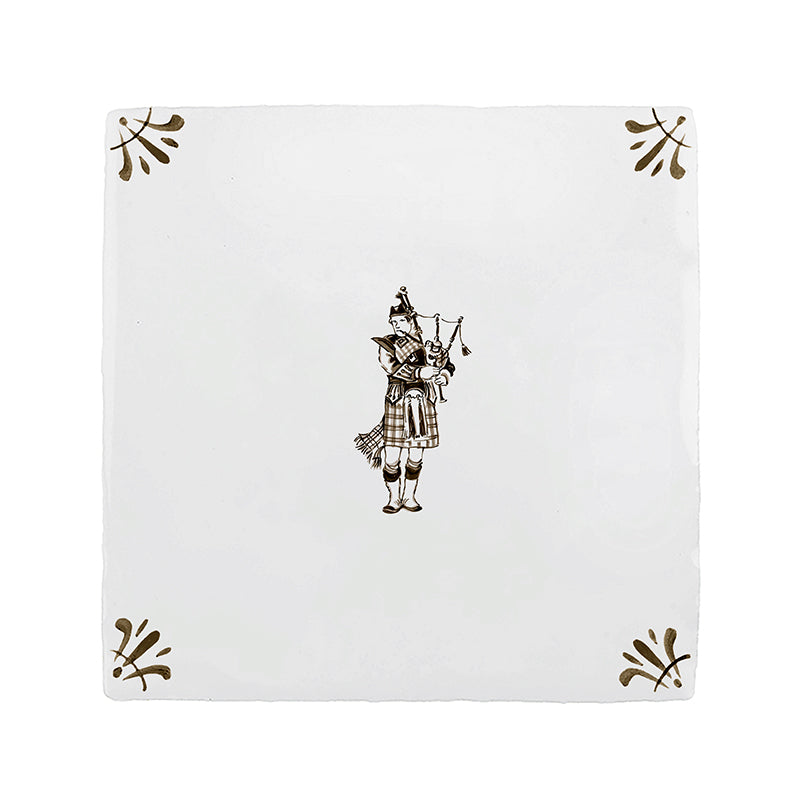 Bagpiper Delft Tile