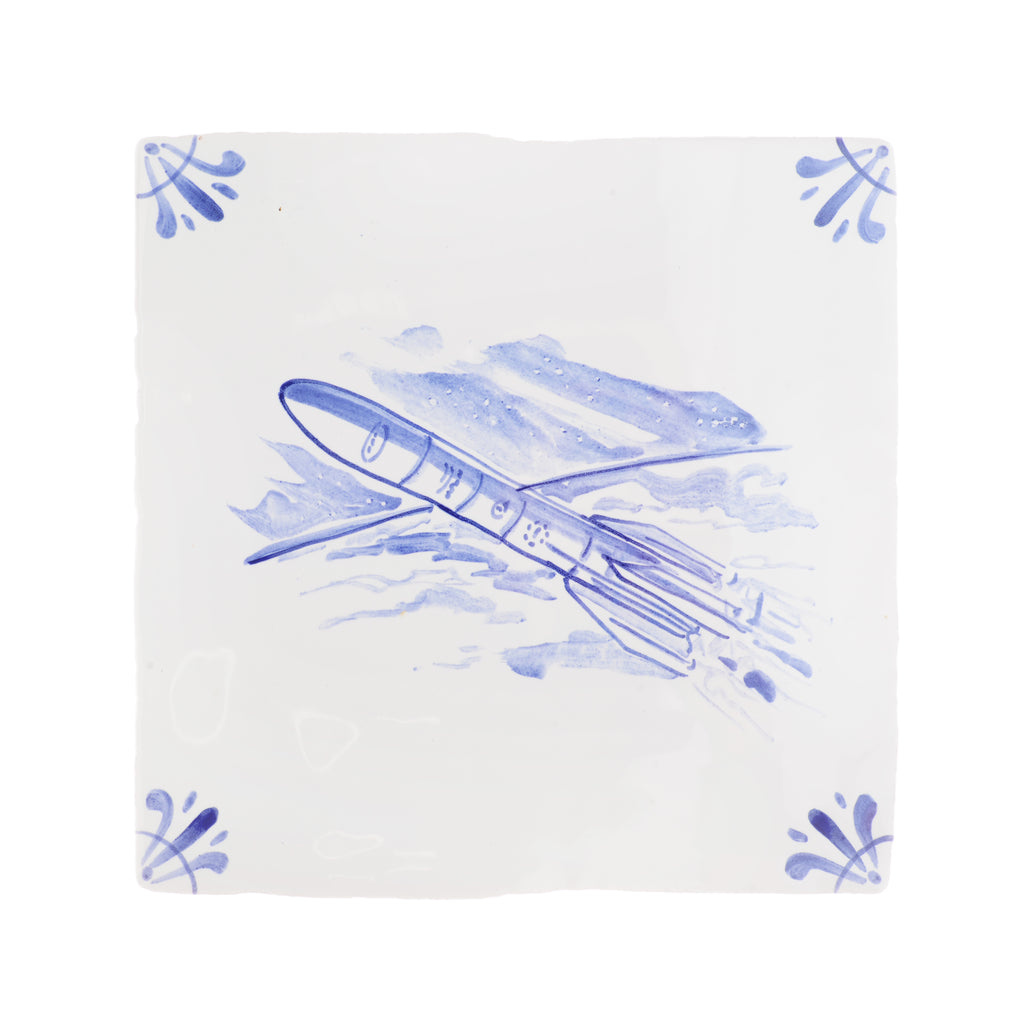 End of Line, Lift Off Delft Tile, Blue