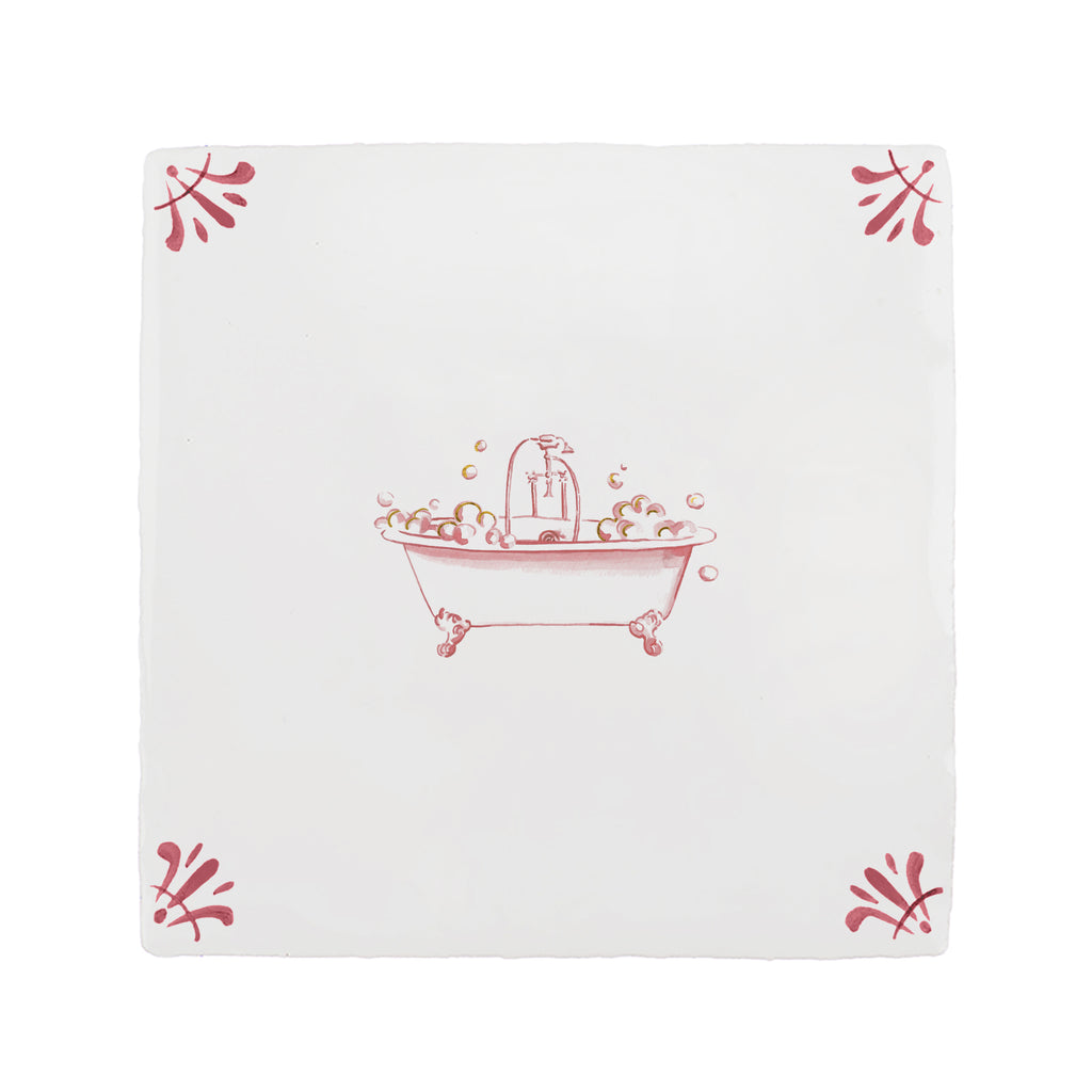 Bathtub Delft Tile, Gold Lustre