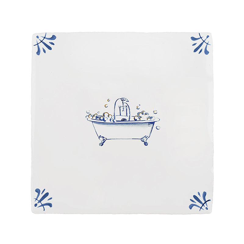 Bathtub Delft Tile, Gold Lustre