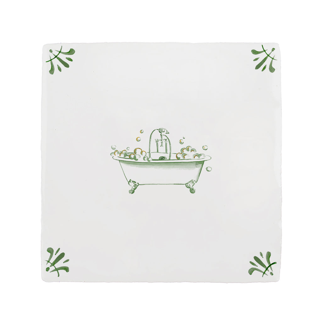 Bathtub Delft Tile, Gold Lustre