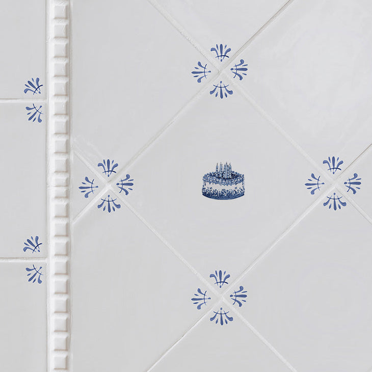 Birthday Cake Delft Tile