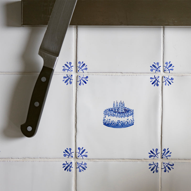 Birthday Cake Delft Tile