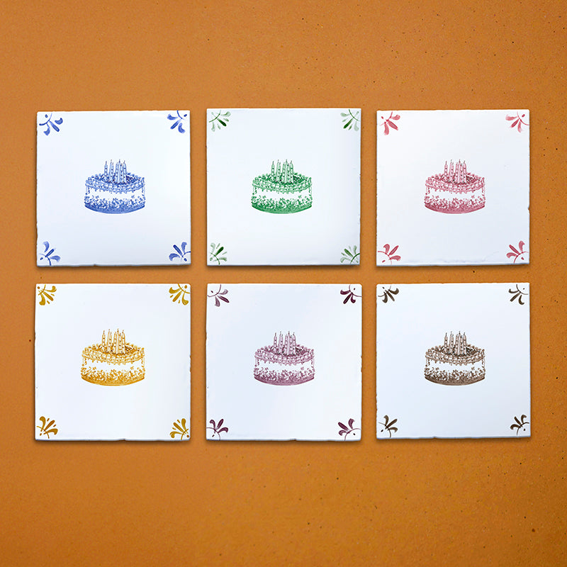 Birthday Cake Delft Tile
