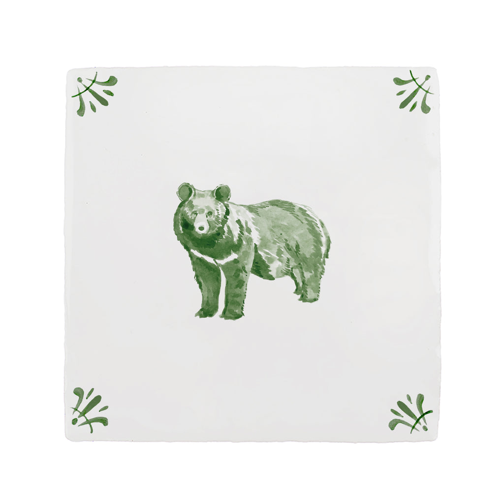 Black Bear Delft Tile