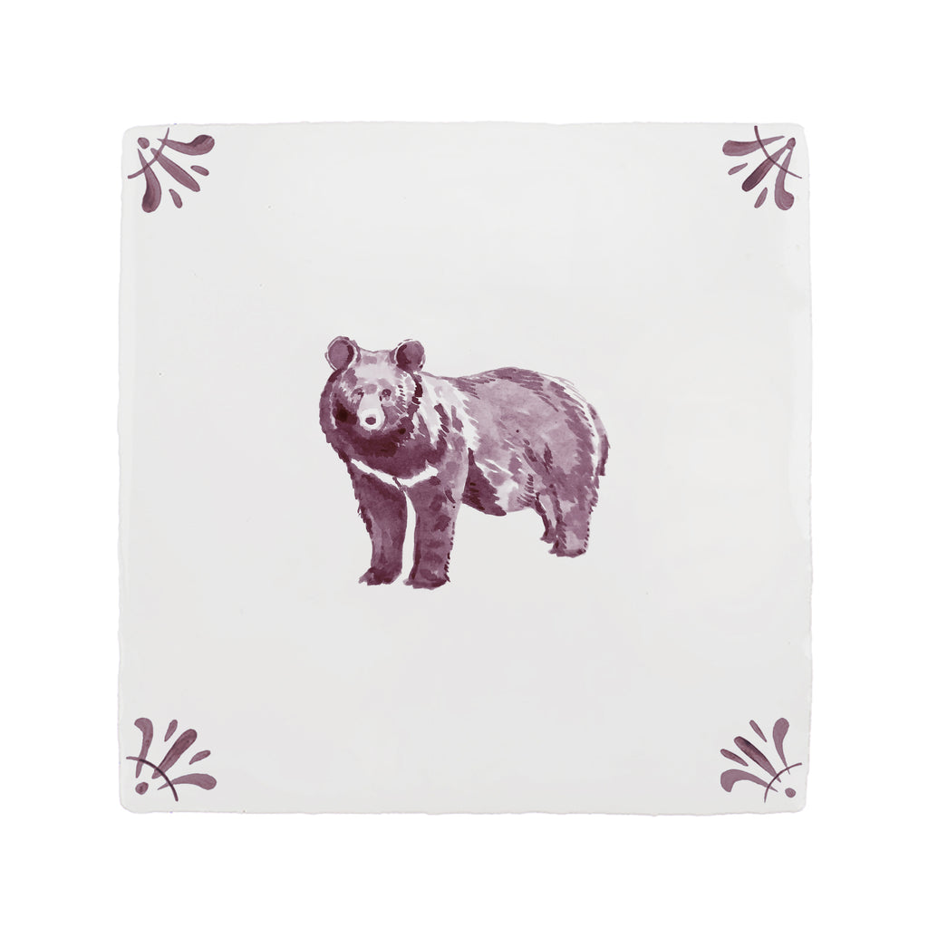 Black Bear Delft Tile