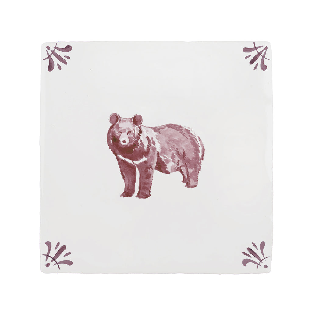 Black Bear Delft Tile