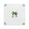 White tile with green bow design on a white background