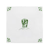 White tile with a green patten and illustration of David Bowie