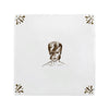 White tile with a sepia patten and illustration of David Bowie