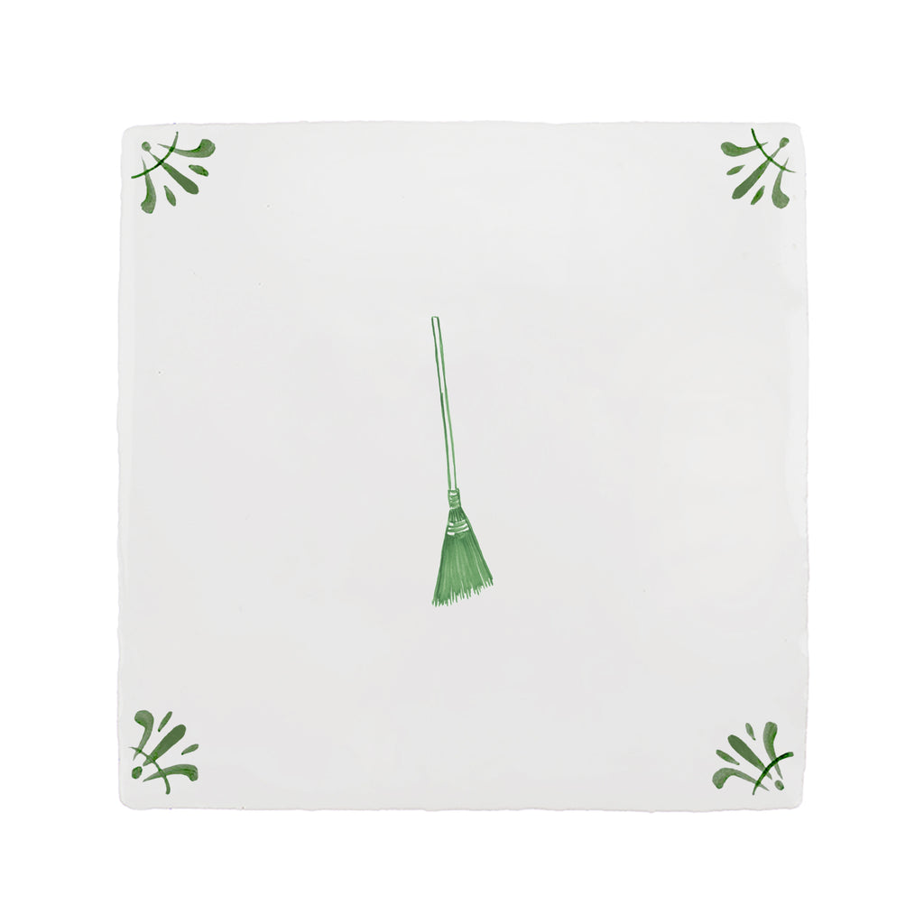 Broom Delft Tile