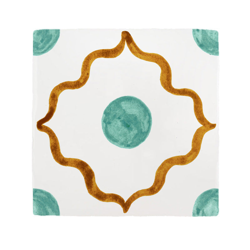 Beirut Tile Sample, Brown and Mint