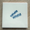 End of Line, Bacon Slices Delft Tile, Blue