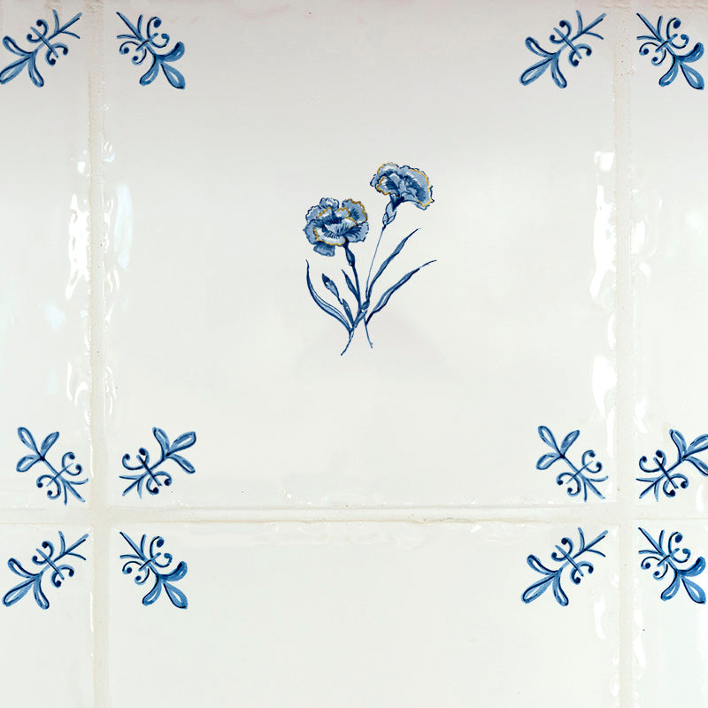 Carnation Delft Tile, Gold Lustre