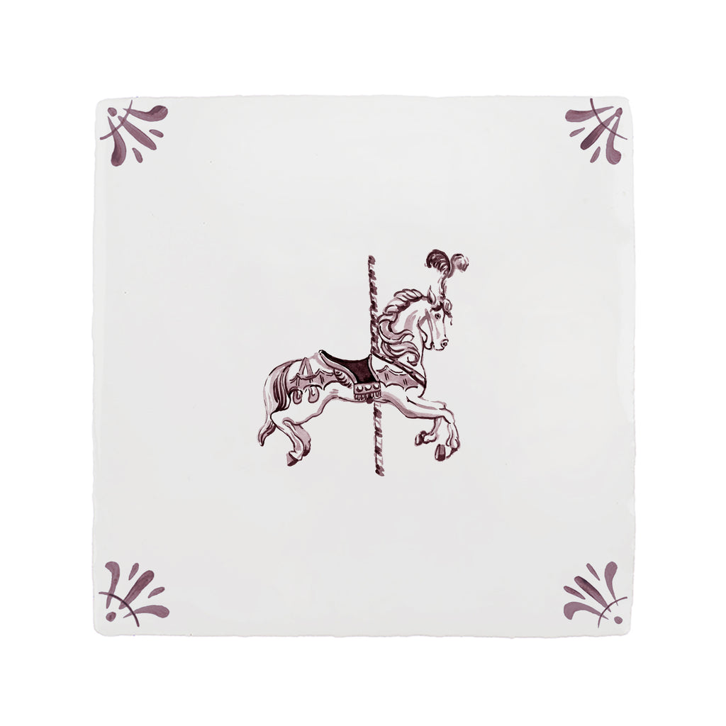 Carousel Horse Delft Tile
