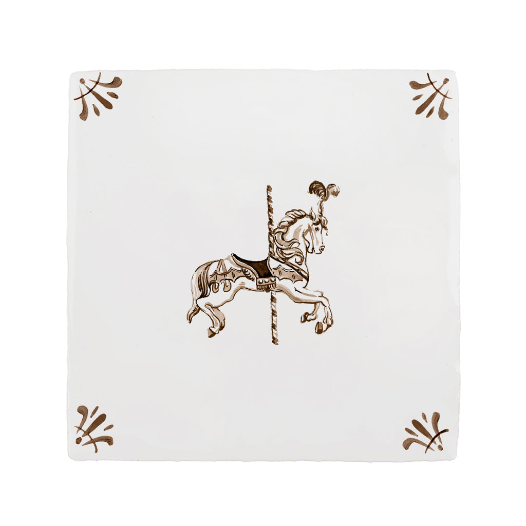 Carousel Horse Delft Tile