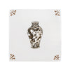 Decorative tile with a Chinese vase design on a white background