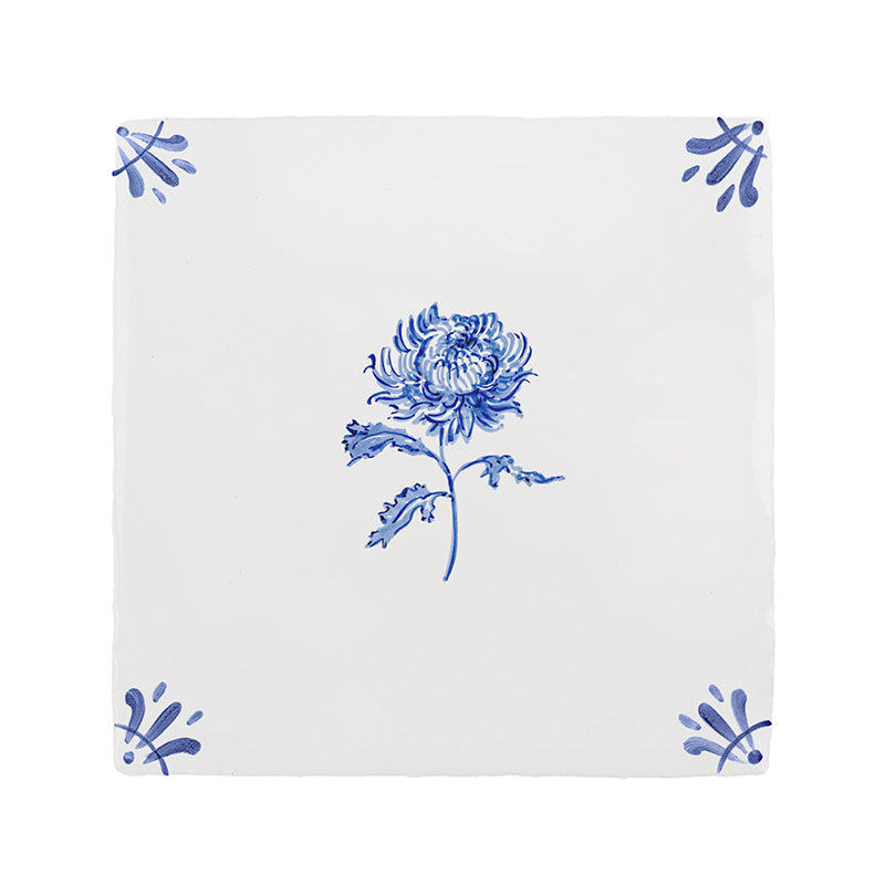 Chrysanthemum Delft Tile