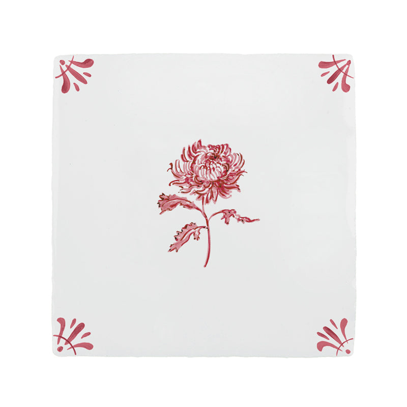 Chrysanthemum Delft Tile