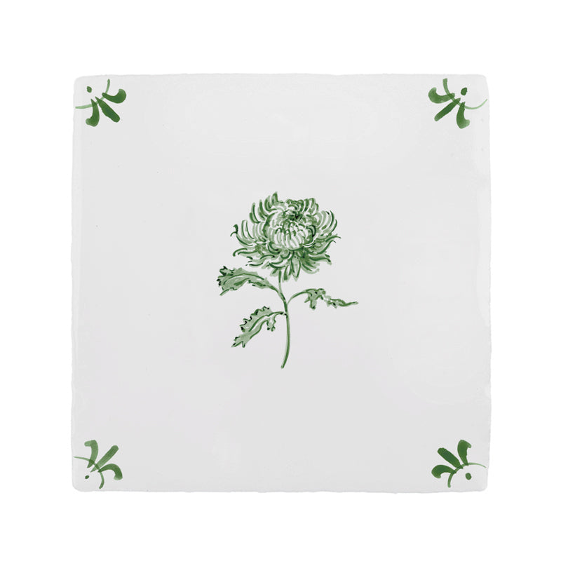 Chrysanthemum Delft Tile