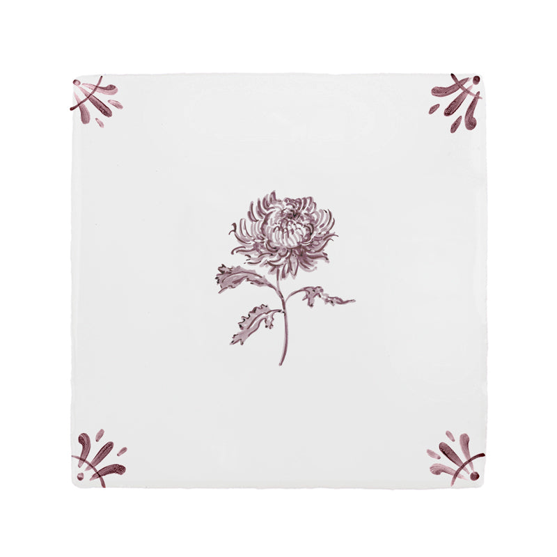 Chrysanthemum Delft Tile