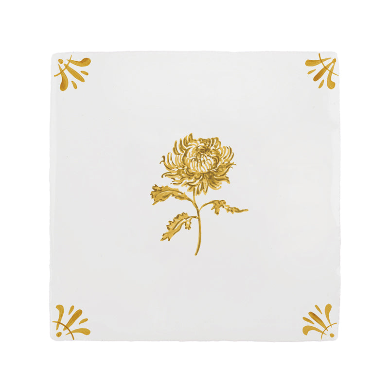 Chrysanthemum Delft Tile