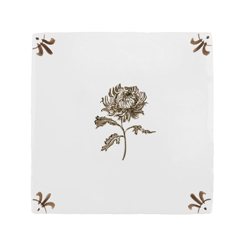 Chrysanthemum Delft Tile