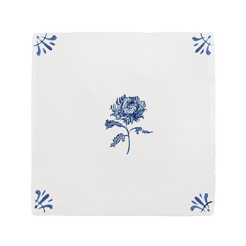 Chrysanthemum Delft Tile