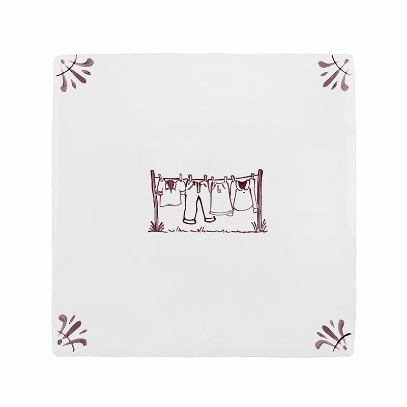 Clothes Line Delft Tile