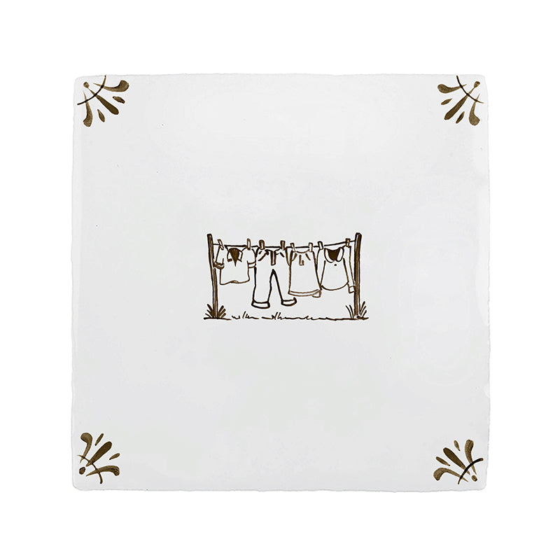 Clothes Line Delft Tile