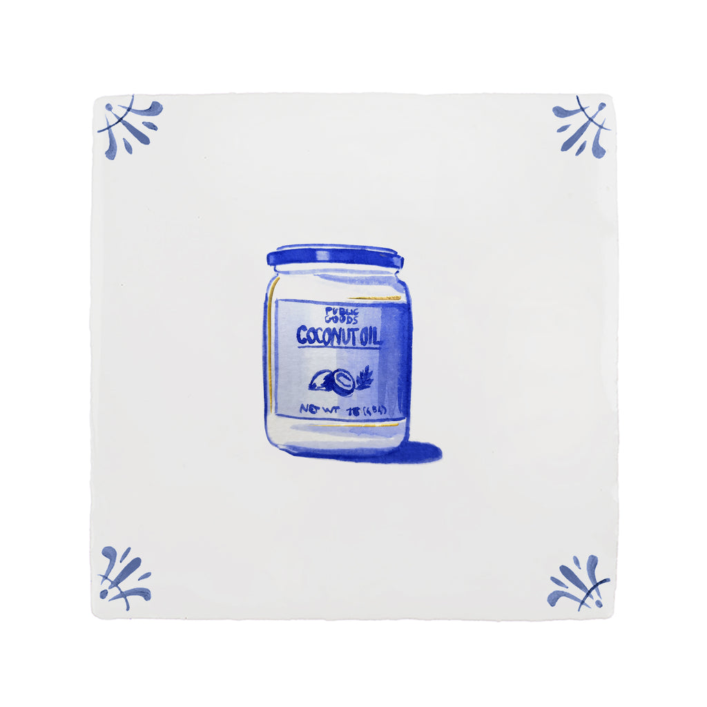 Coconut Oil Delft Tile, Gold Lustre