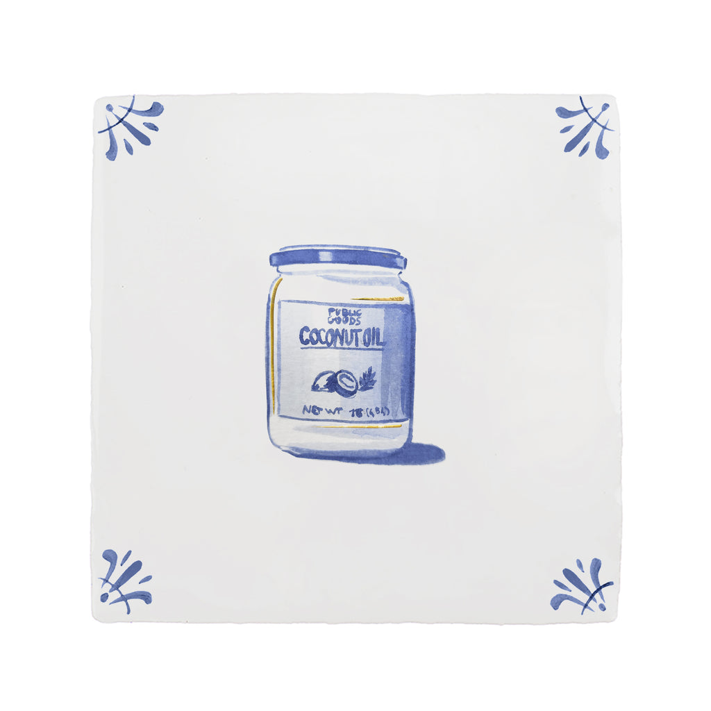 Coconut Oil Delft Tile, Gold Lustre
