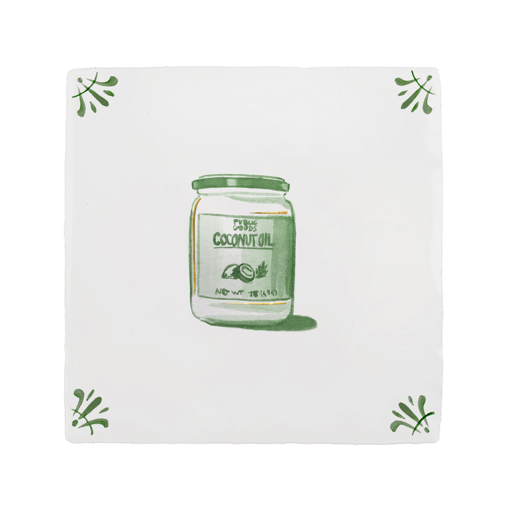 Coconut Oil Delft Tile, Gold Lustre