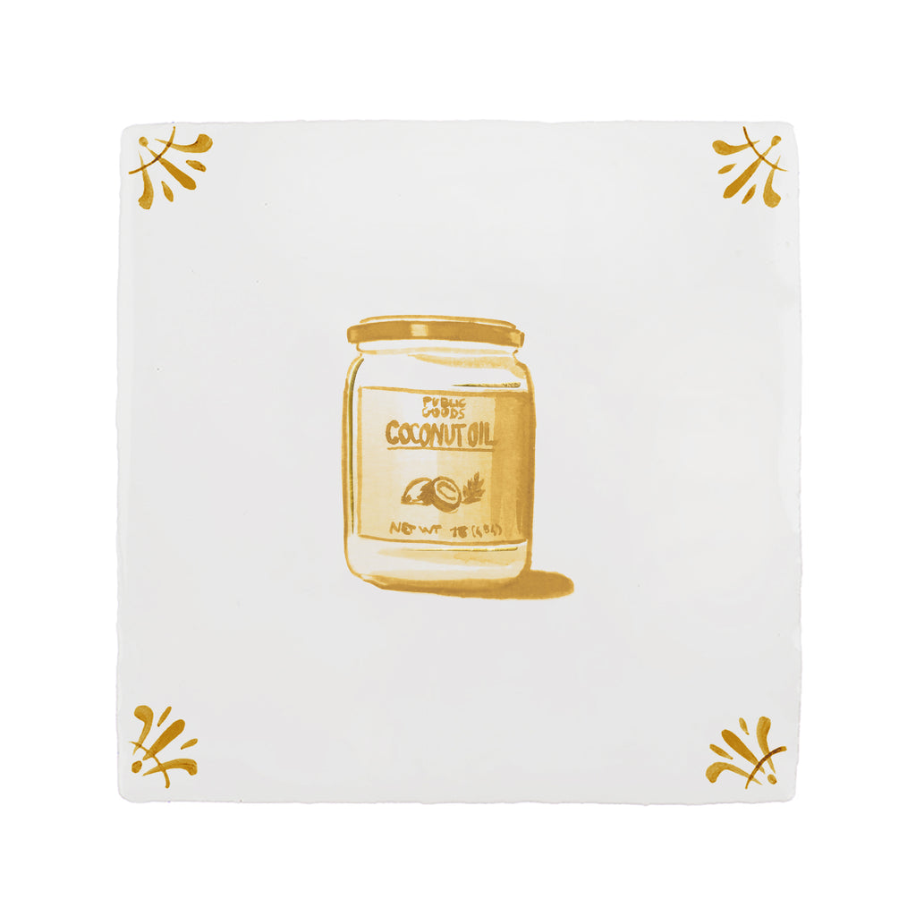 Coconut Oil Delft Tile, Gold Lustre