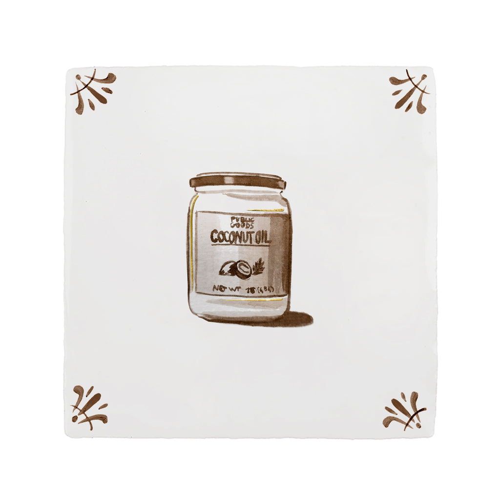 Coconut Oil Delft Tile, Gold Lustre