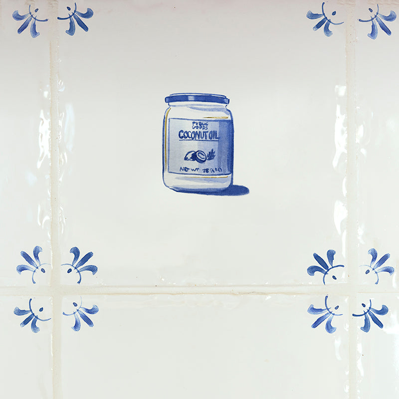 Coconut Oil Delft Tile, Gold Lustre