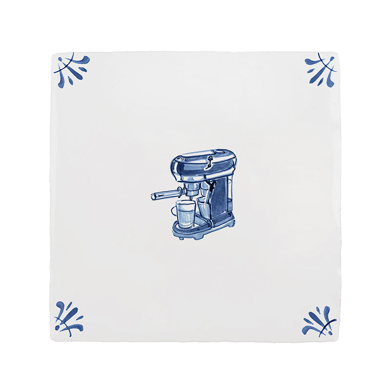 Coffee Machine Delft Tile Sample, Blue
