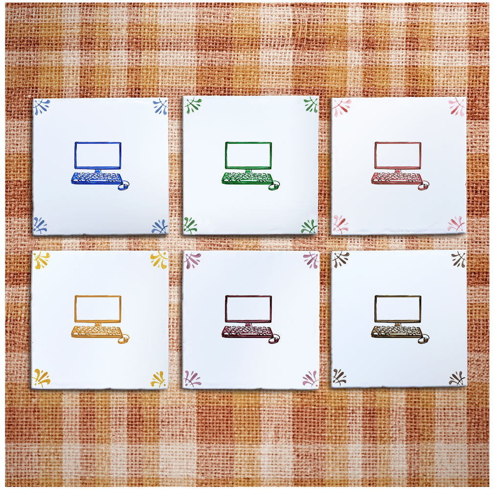 Computer Monitor Delft Tile | Petra Palumbo