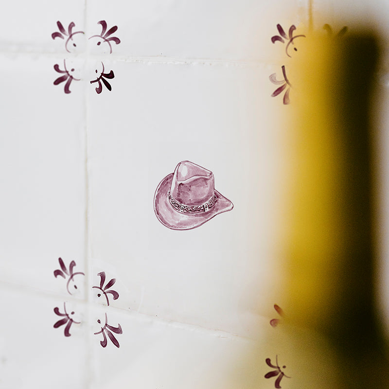 Cowboy Hat Delft Tile